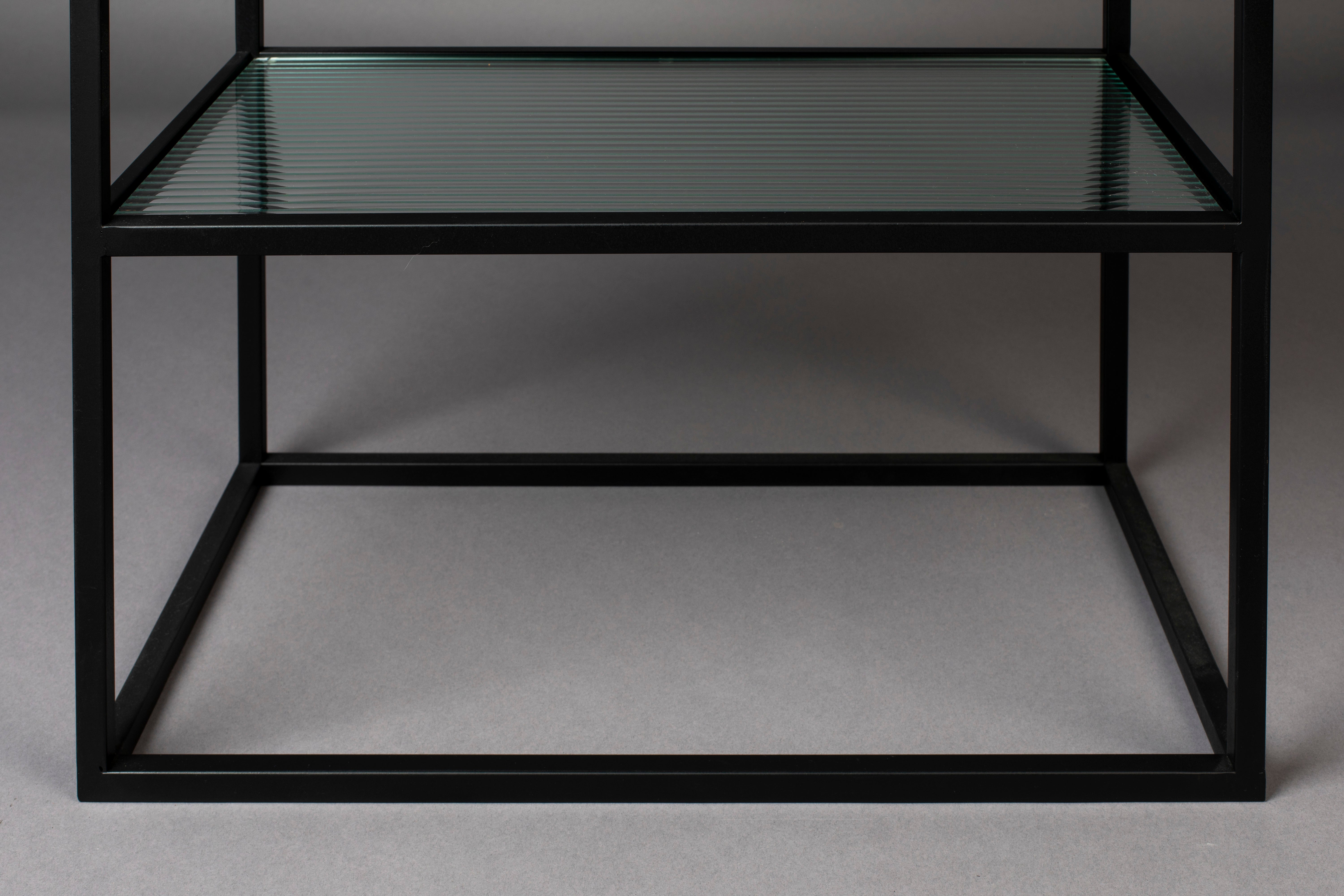 Dutchbone Boli Black Steel & Ribbed Glass Cabinet Small